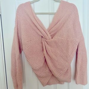 Light pink faux wrap sweater